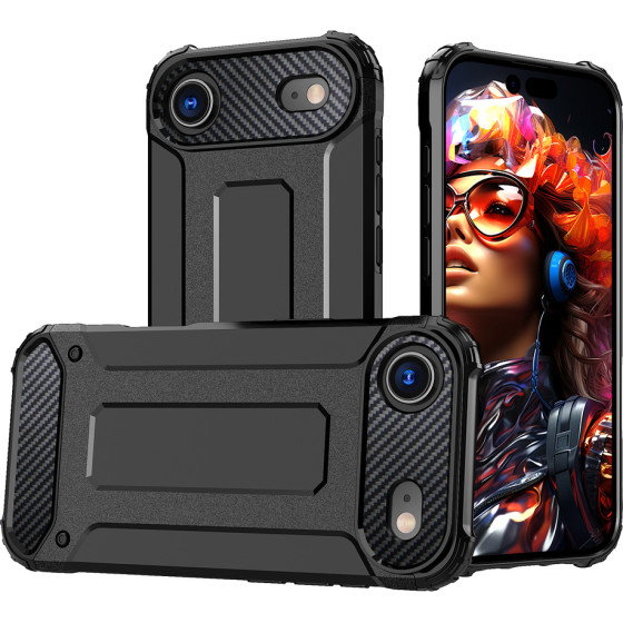 Hurtel Hybrid Armor Case for iPhone 17 Air - Black - (Hybrid Armor Black iPhone 17 Air)