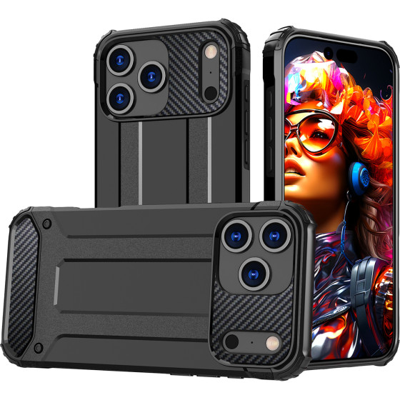 Hurtel Hybrid Armor Case for iPhone 17 Pro Max - Black - (Hybrid Armor Black iPhone 17 Pro Max)