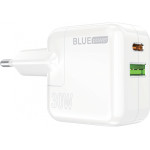 Blue Power Wall Charger BC111A, 30W, 3A, 1 x USB-A - 1 x USB-C, White