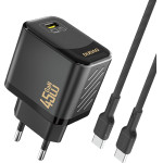 Dudao A28C 45W Gan Wall Charger + USB-C Cable - Black - (A28C_Black)
