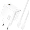 Dudao A28C 45W Gan Wall Charger + USB-C Cable - White - (A28C_White)
