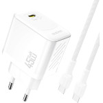Dudao A28C 45W Gan Wall Charger + USB-C Cable - White - (A28C_White)