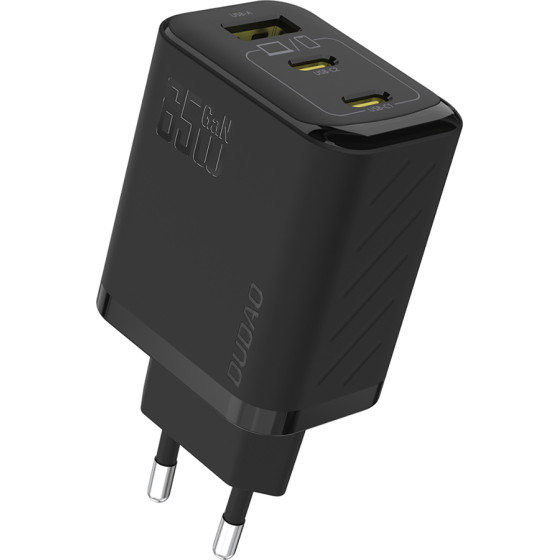 Dudao A29 65W Gan Wall Charger 2 x USB-C + 1 x USB-A - Black - (A29-black)