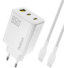 Dudao A29C 65W Gan Wall Charger + USB-C Cable - White - (A29C_White)