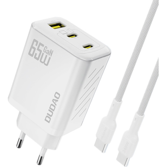 Dudao A29C 65W Gan Wall Charger + USB-C Cable - White - (A29C_White)