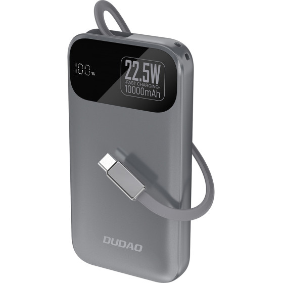 Dudao K31 10000 Mah 22.5W Pd Powerbank With Built-In Cable - Gray - (K31_Metal Grey)