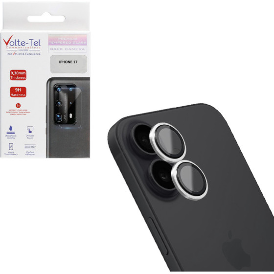 Volte-Tel Camera Glass Cover Iphone 17 6.3'' 9H 0.33MM Ar Premium Easy Application SILVER