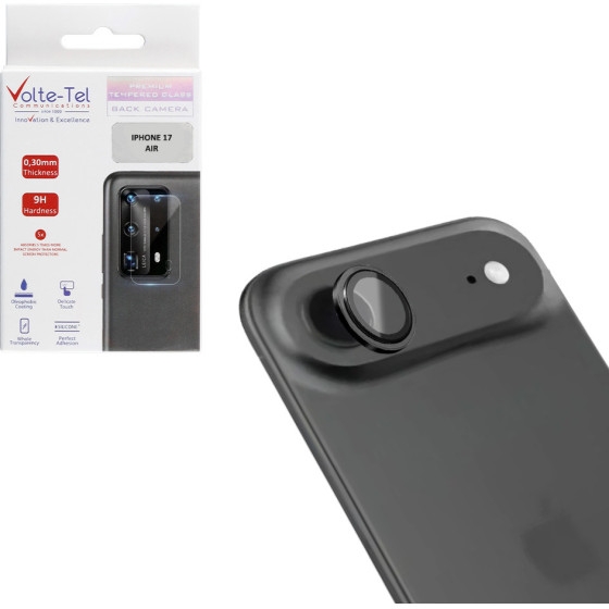 Volte-Tel Camera Glass Cover Iphone 17 Air 6.9'' 9H 0.33MM Ar Premium Easy Application BLACK