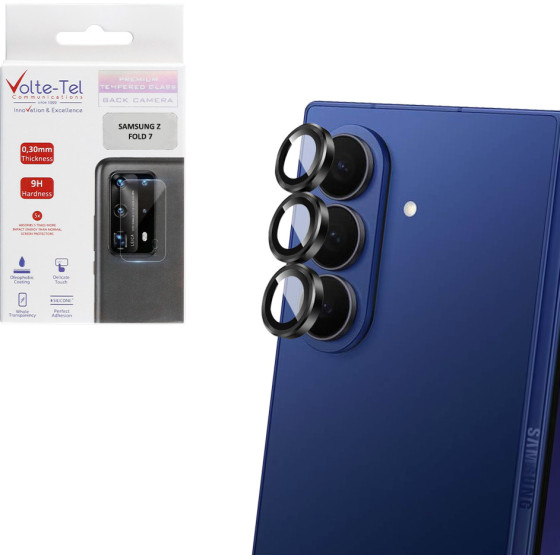 Volte-Tel Camera Glass Cover Samsung Z Fold 7 5G F966 8.0'' 9H 0.33MM Easy Application BLACK