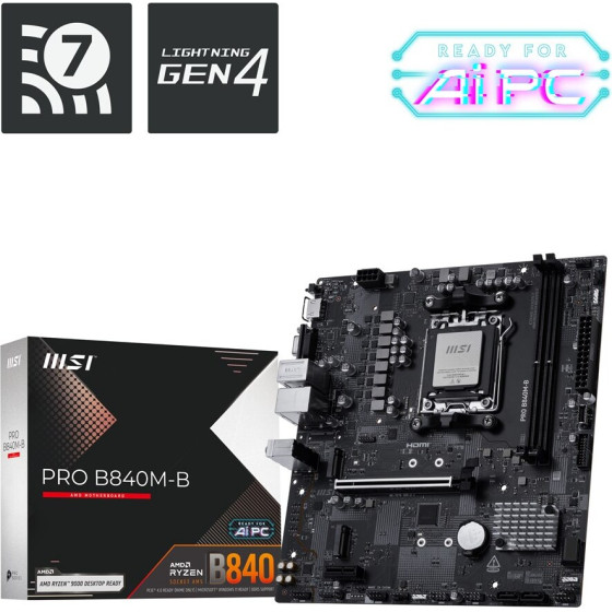 MSI Motherboard Amd B840 Socket AM5 Micro Atx - (Pro B840M-B)