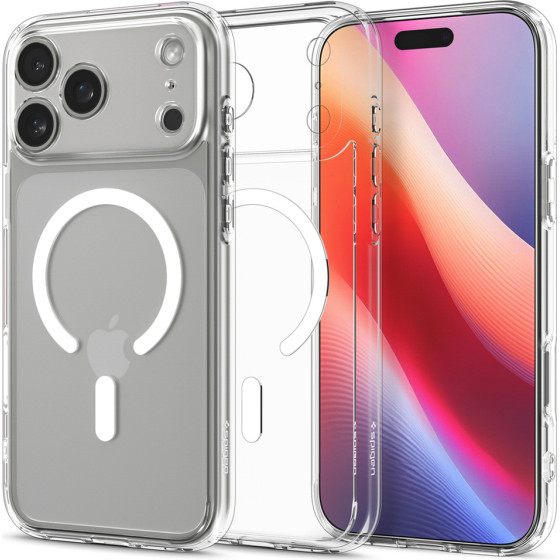 Spigen Ultra Hybrid Magsafe Case For Iphone 17 Pro - Clear And White