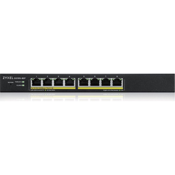 Zyxel GS1915-8EP Managed L2 Gigabit Ethernet (10/100/1000) Power Over Ethernet (PoE) Black - (GS1915-8EP-EU0101F)