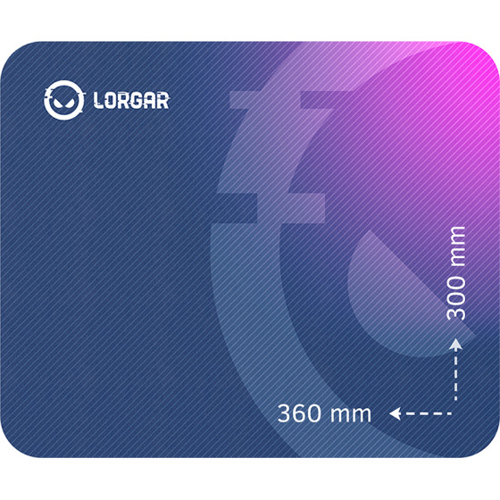 LORGAR Main 133, Gaming mouse pad, High-speed surface, Purple anti-slip rubber base, size: 360mm x 300mm x 3mm, weight 0.2kg