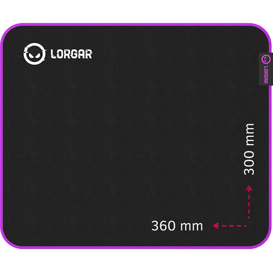 LORGAR Main 313, Gaming mouse pad, High-speed surface, Purple anti-slip rubber base, size: 360mm x 300mm x 3mm, weight 0.195kg