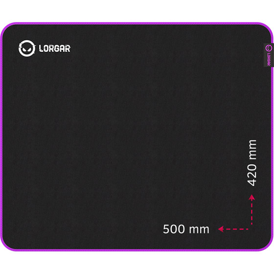 LORGAR Main 315, Gaming mouse pad, High-speed surface, Purple anti-slip rubber base, size: 500mm x 420mm x 3mm, weight 0.39kg