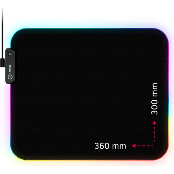LORGAR Steller 913, Gaming mouse pad, High-speed surface, anti-slip rubber base, RGB backlight, USB connection, WP Gameware support, size: 360mm x 300mm x 3mm, weight 0.250kg