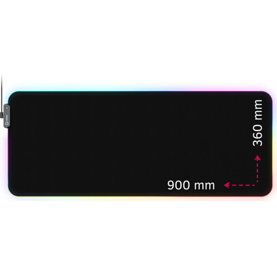 LORGAR Steller 919, Gaming mouse pad, High-speed surface, anti-slip rubber base, RGB backlight, USB connection, WP Gameware support, size: 900mm x 360mm x 3mm, weight 0.635kg