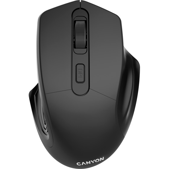 CANYON MW-15, 2.4GHz Wireless Optical Mouse with 4 buttons, DPI 800/1200/1600, Black, 115*77*38mm, 0.064kg