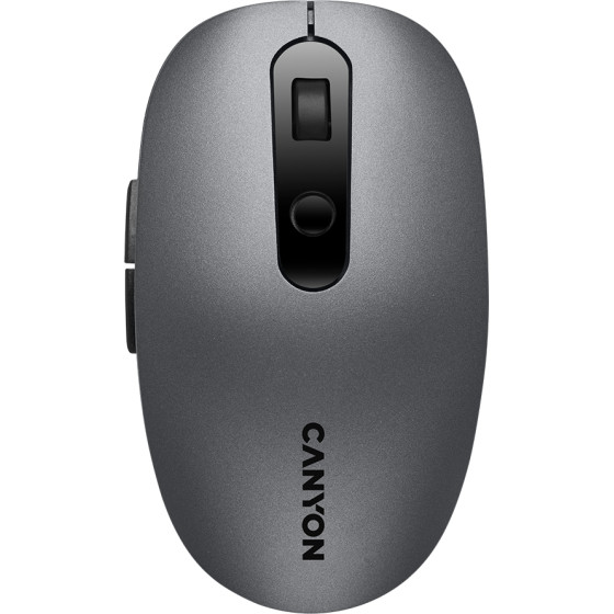 CANYON MW-9, 2 in 1 Wireless optical mouse with 6 buttons, DPI 800/1000/1200/1500, 2 mode(BT/ 2.4GHz), Battery AA*1pcs, Grey, 65.4*112.25*32.3mm, 0.092kg