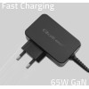 QOLTEC Gan Power Pro Charger | 1xUSB-C | 65W | 5-20V | 3-3.25A | Black - (52386)