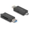 DeLock Card Reader ��� Sd & Micro SD, USB/USB-C �������, 5Gbps, ����� - (91020)