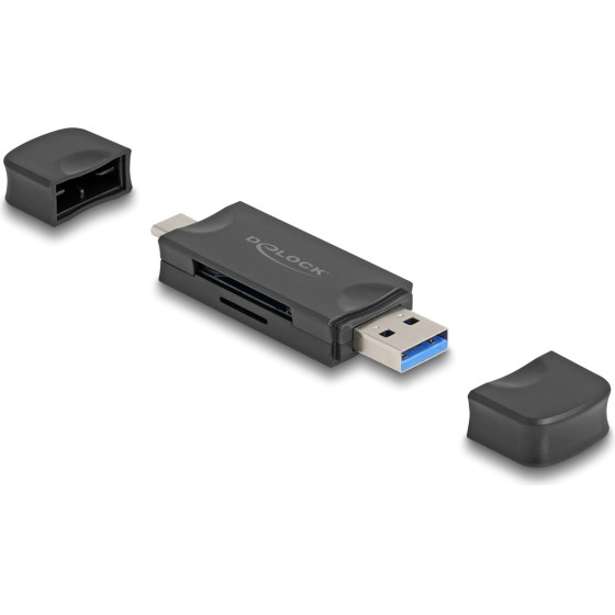 DeLock Card Reader ��� Sd & Micro SD, USB/USB-C �������, 5Gbps, ����� - (91020)