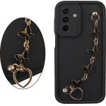 Volte-Tel ���� Samsung A17 4G A175/A17 5G A176 6.74'' Silicon Tpu With Strap Full Camera Protection Black With Black BUTTERFLIES