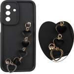 Volte-Tel ���� Samsung A17 4G A175/A17 5G A176 6.74'' Silicon Tpu With Strap Full Camera Protection Black With Black HEARTS