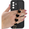 Volte-Tel ���� Samsung A17 4G A175/A17 5G A176 6.74'' Silicon Tpu With Strap Full Camera Protection Black With Black HEARTS