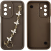 Volte-Tel ���� Samsung A17 4G A175/A17 5G A176 6.74'' Silicon Tpu With Strap Full Camera Protection Brown With White BUTTERFLIES