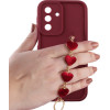 Volte-Tel ���� Samsung A17 4G A175/A17 5G A176 6.74'' Silicon Tpu With Strap Full Camera Protection Burgundy With Red HEARTS