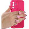 Volte-Tel ���� Samsung A17 4G A175/A17 5G A176 6.74'' Silicon Tpu With Strap Full Camera Protection Pink With Pink HEARTS