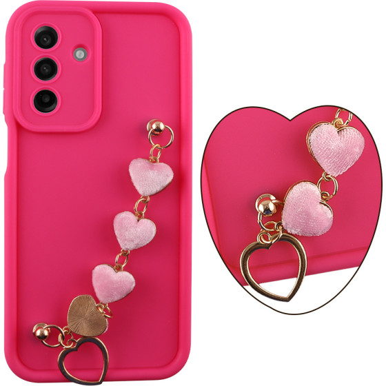 Volte-Tel ���� Samsung A17 4G A175/A17 5G A176 6.74'' Silicon Tpu With Strap Full Camera Protection Pink With Pink HEARTS
