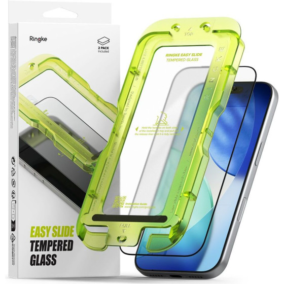 Ringke Easy Slide 2-Pack Tempered Glass For Iphone 17 Pro - Black - (28518-0)