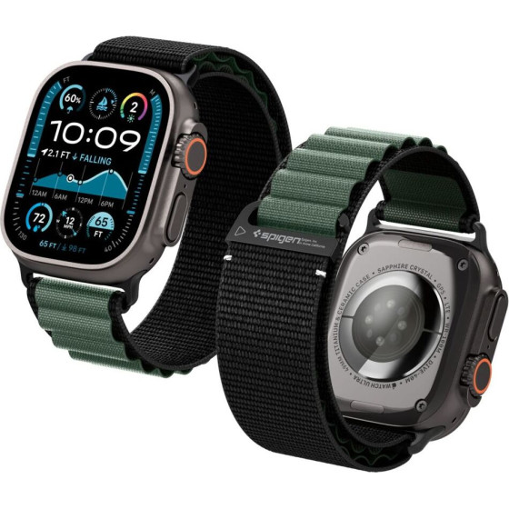 Spigen Strap WBF1 Strap For Apple Watch 44 / 45 / 46 / 49 Mm - Black And Green - (28751-0)