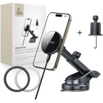 Tech-Protect MM15W-V10 MAGNETIC MAGSAFE DASHBOARD & VENT CAR MOUNT WIRELESS CHARGER 15W BLACK - (5906302362417)