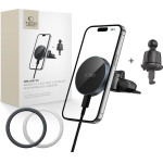 Tech-Protect MM15W-V5 MAGNETIC MAGSAFE CD & VENT CAR MOUNT WIRELESS CHARGER 15W BLACK/BLACK - (5906302361083)