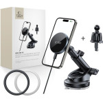 Tech-Protect MM15W-V5 MAGNETIC MAGSAFE DASHBOARD & VENT CAR MOUNT WIRELESS CHARGER 15W BLACK/BLACK - (5906302361045)