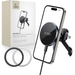 Tech-Protect MM15W-V5 MAGNETIC MAGSAFE STABLE VENT CAR MOUNT WIRELESS CHARGER 15W BLACK/BLACK - (5906302361069)