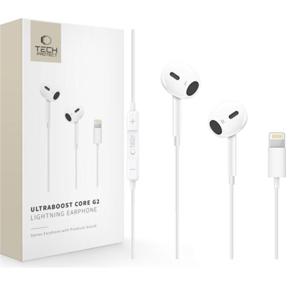 Tech-Protect ULTRABOOST LIGHTNING EARPHONE CORE G2 WHITE - (5906302332342)