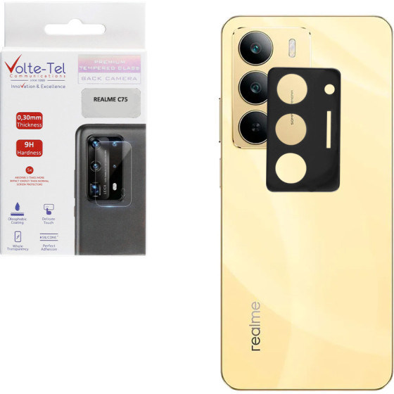 Volte-Tel Tempered Glass Realme C75 6.72'' 9H 0.25mm 3D Curved For Camera BLACK