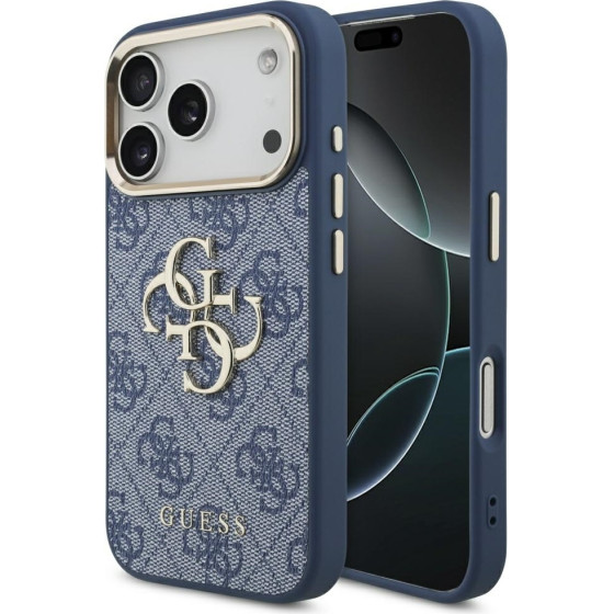 Guess Case 4G Big 4G Classic Logo for iPhone 17 Pro blue gold - (GUHCP17L4GMGCBL)