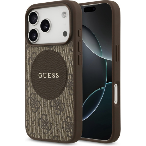 Guess Case 4G Circle Classic Logo MagSafe for iPhone 17 Pro brown - (GUHMP17LP4PGRSGW)