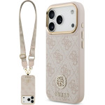 Guess Case 4G Strass Logo & Big Strap Metal Buttons MagSafe for iPhone 17 Pro pink - (GUHMP17LP4G4DCSP)