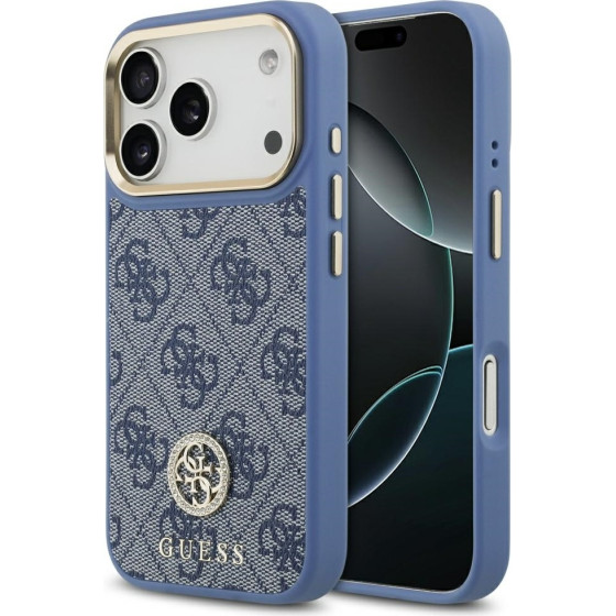 Guess Case 4G Strass Logo MagSafe for iPhone 17 Pro blue - (GUHMP17LP4GRMDEB)
