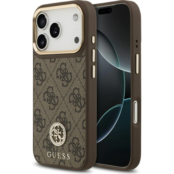 Guess Case 4G Strass Logo MagSafe for iPhone 17 Pro brown - (GUHMP17LP4GRMDEW)