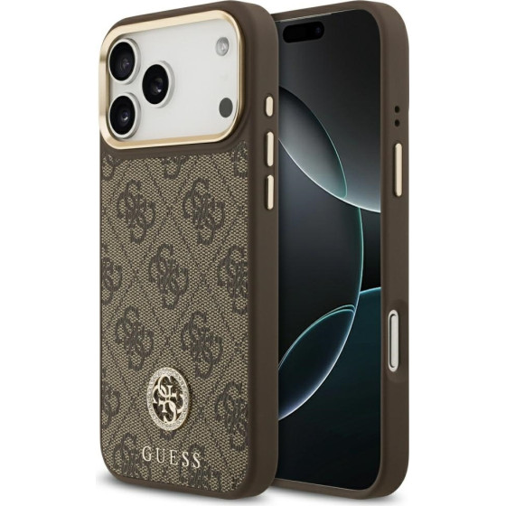Guess Case 4G Strass Logo MagSafe for iPhone 17 Pro Max brown - (GUHMP17XP4GRMDEW)