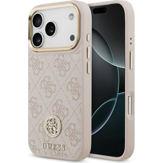 Guess Case 4G Strass Logo MagSafe for iPhone 17 Pro pink - (GUHMP17LP4GRMDEP)