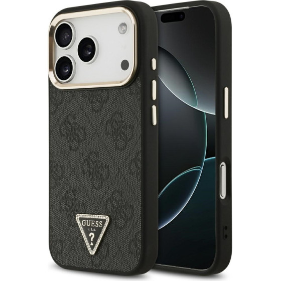 Guess Case 4G Triangle Logo MagSafe for iPhone 17 Pro black gold - (GUHMP17LP4GTDGMK)