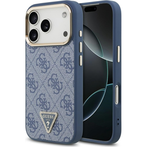 Guess Case 4G Triangle Logo MagSafe for iPhone 17 Pro blue gold - (GUHMP17LP4GTDGMB)